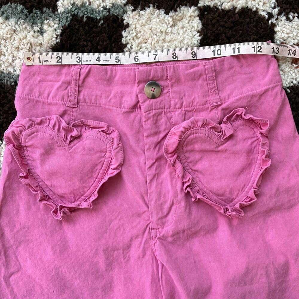Maeve Colette Pink Heart Pocket Crop Ankle High Waisted Wide-Leg Pants Size 29P - Picture 8 of 12